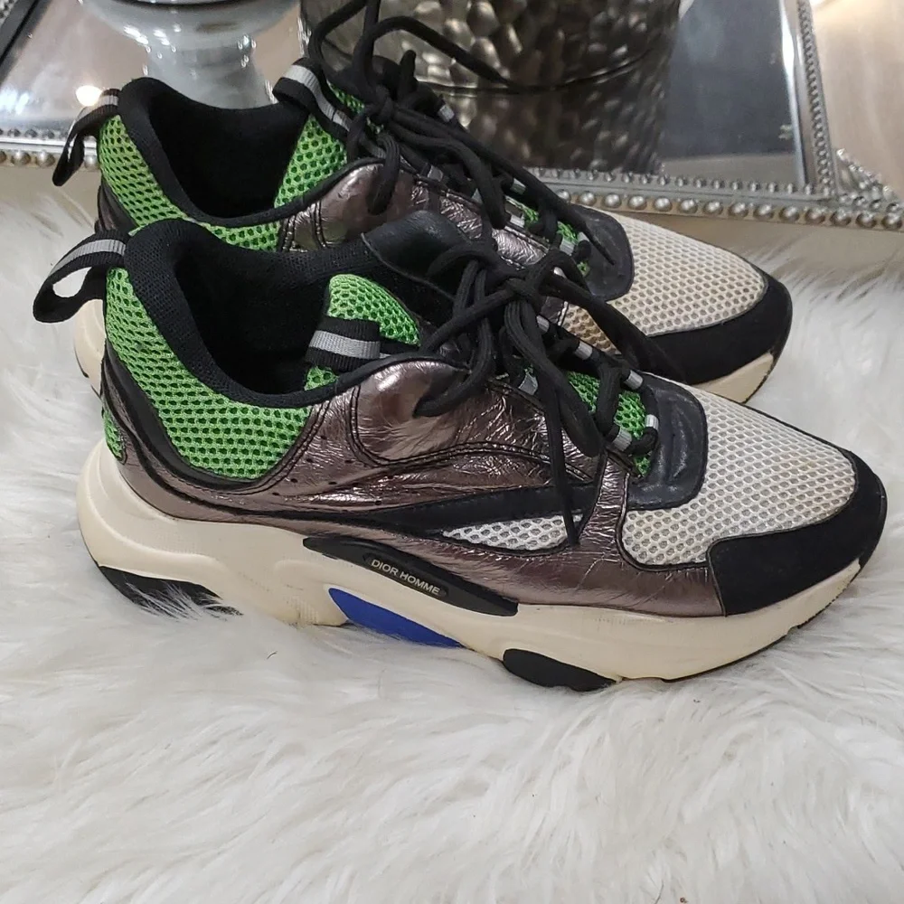 Dior homme green silver sneakers size 38 us 8 - Picture 6 of 17